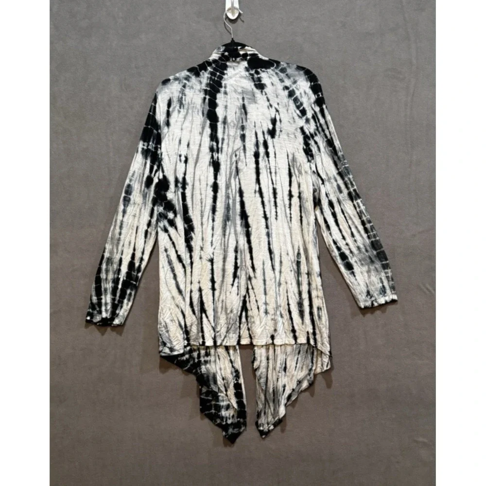 Tie Dye Cardigan Top Asymmetrical Waterfall Open Front Long Sleeve Hippie Goth - Picture 2 of 4